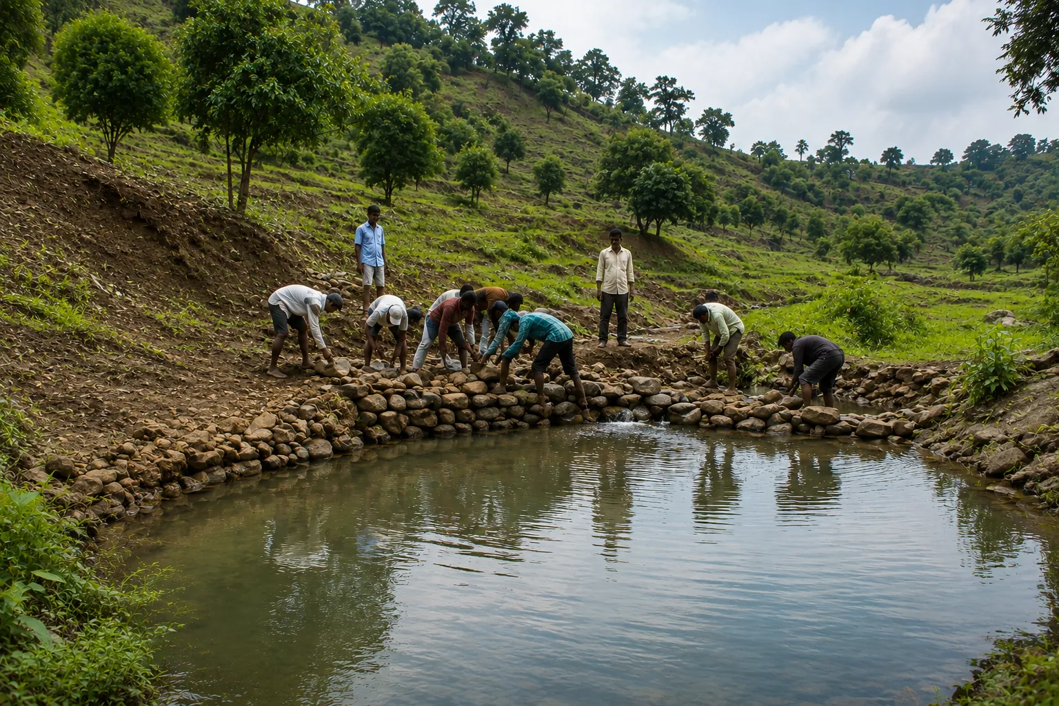 Water conservation project — check dam and catchment area