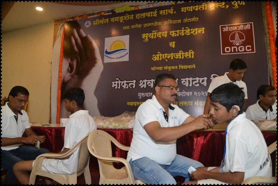 Hearing aid camp for Thane-region children, held in Pune, October 2024